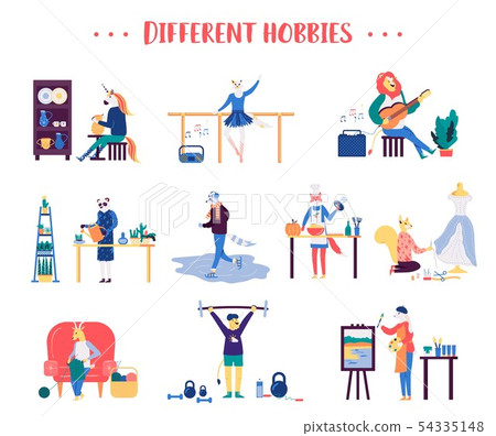 Big set of male and female different hobbies,... - Stock Illustration ...