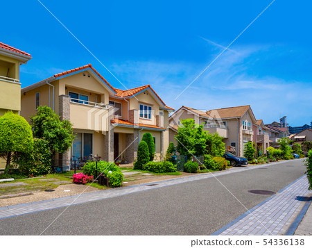 Residential area without telephone pole 54336138