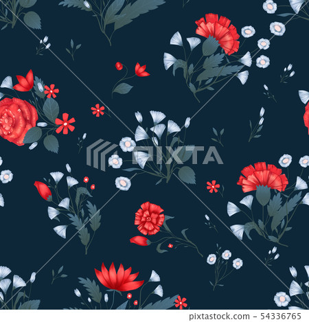 Seamless pattern Vector floral design with... - Stock Illustration ...