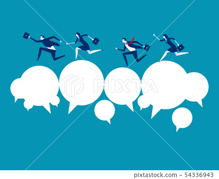Business team and partner running over speech 54336943