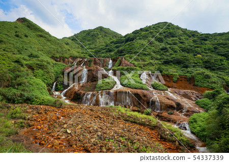 Golden waterfall. Nature landscape of Jinguashi in 54337339