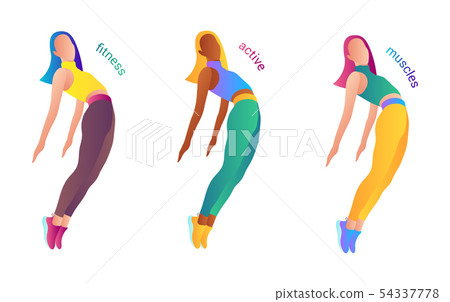 Beautiful sportive woman jumping. Vector illustration isolated on white background. Beautiful sportive woman jumping. Vector illustration isolated on white background. 54337778