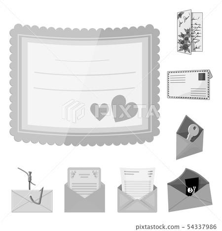 Vector illustration of card and christmas sign. Set of card and background vector icon for stock. 54337986