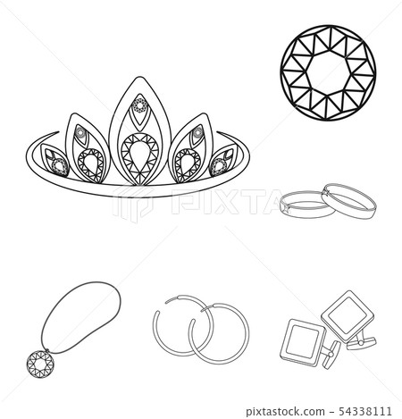 Vector illustration of jewelery and necklace icon. Collection of jewelery and pendent stock symbol 54338111