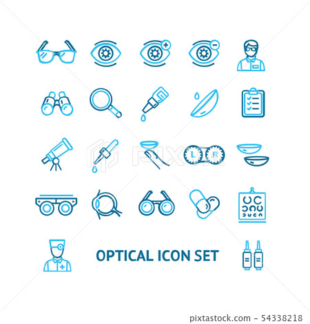 Optical Signs Color Thin Line Icon Set. Vector 54338218