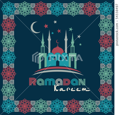 Greeting Card design with silhouette of mosque and stylish text Greeting Card design with silhouette of mosque and stylish text 54338497