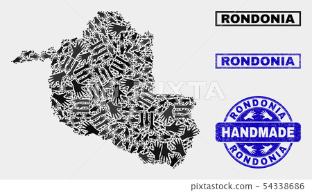 Handmade Collage of Rondonia State Map and Distress Seal Handmade Collage of Rondonia State Map and Distress Seal 54338686