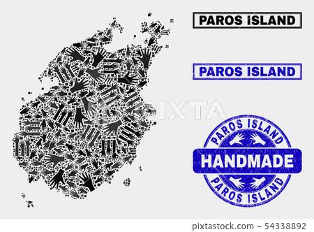 Handmade Composition of Paros Island Map and Distress Seal Handmade Composition of Paros Island Map and Distress Seal 54338892