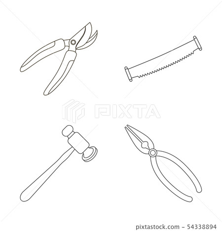 Vector design of tool and construction icon. Collection of tool and carpentry vector icon for stock. 54338894