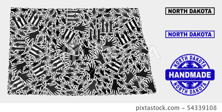 Handmade Collage of North Dakota State Map and Scratched Seal Handmade Collage of North Dakota State Map and Scratched Seal 54339108