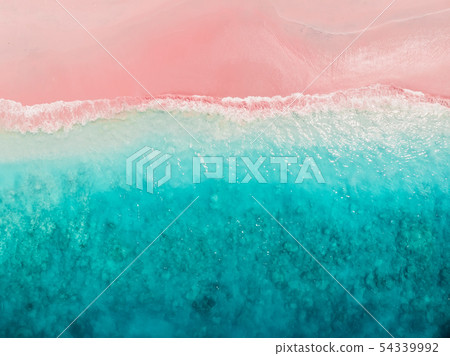 Tropical pink beach with blue sea. Komodo islands 54339992