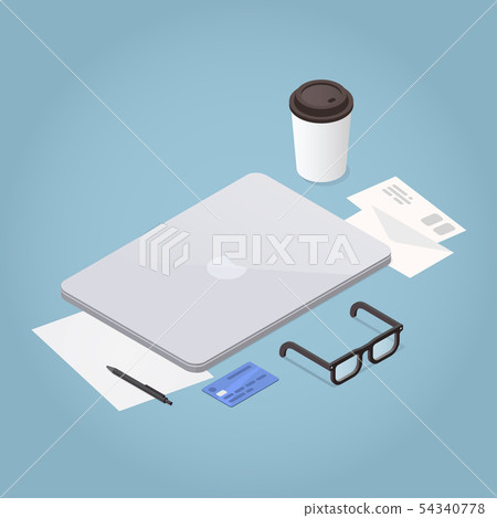 Isometric Laptop Workstation Illustration Isometric Laptop Workstation Illustration 54340778