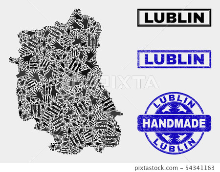 Handmade Collage of Lublin Voivodeship Map and Grunge Stamp 54341163