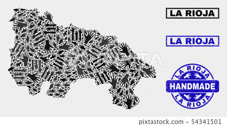 Handmade Composition of La Rioja of Spain Map and Textured Stamp Handmade Composition of La Rioja of Spain Map and Textured Stamp 54341501