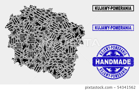 Handmade Composition of Kujawy-Pomerania Province Map and Scratched Seal Handmade Composition of Kujawy-Pomerania Province Map and Scratched Seal 54341562