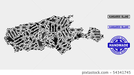Handmade Composition of Kangaroo Island Map and Textured Seal Handmade Composition of Kangaroo Island Map and Textured Seal 54341745