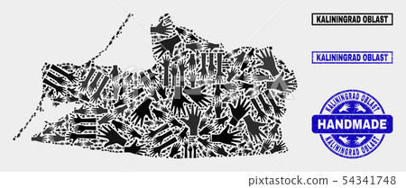 Handmade Composition of Kaliningrad Region Map and Distress Seal 54341748