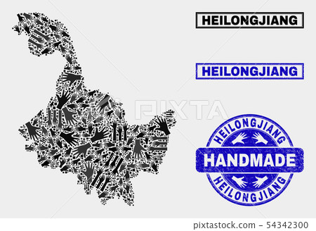 Handmade Composition of Heilongjiang Province Map and Textured Stamp Handmade Composition of Heilongjiang Province Map and Textured Stamp 54342300