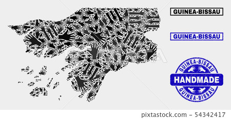 Handmade Composition of Guinea-Bissau Map and Textured Stamp Handmade Composition of Guinea-Bissau Map and Textured Stamp 54342417
