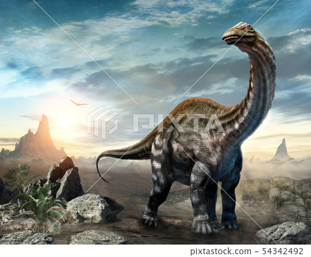 Apatosaurus dinosaur scene 3D illustration Apatosaurus dinosaur scene 3D illustration 54342492