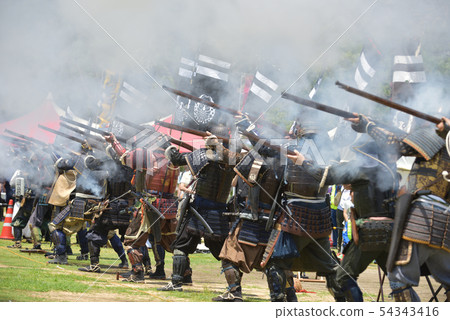 Scenery of old-fashioned artillery performance at Akashi Park 54343416