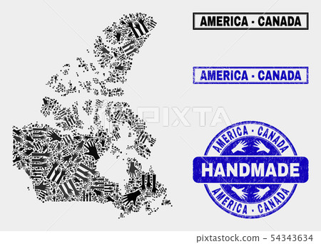 Handmade Collage of Canada V2 Map and Distress Stamp 54343634