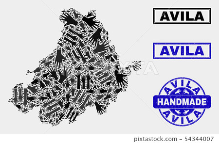 Handmade Collage of Avila Province Map and Scratched Seal 54344007