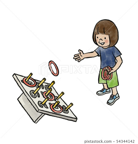 Girl tossing a ring 54344142