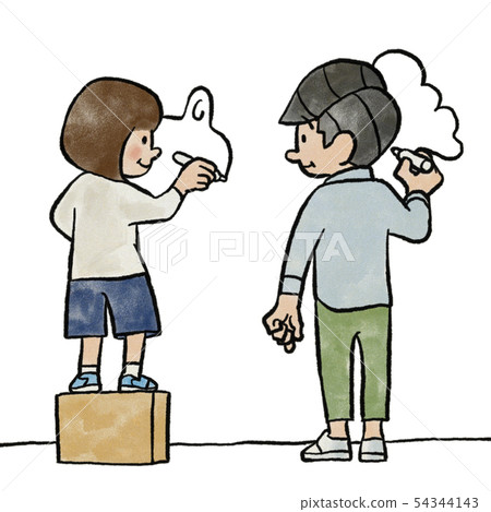 Parents and children drawing pictures on the wall Parents and children drawing pictures on the wall 54344143