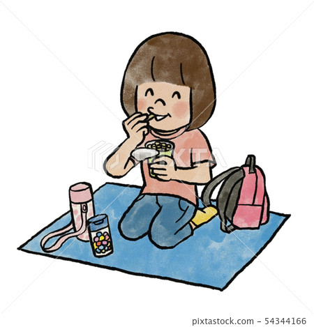 Girl eating an excursion snack 54344166