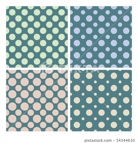 Vintage 1950 Polka Dot Set Seamless Pattern Vector 54344610