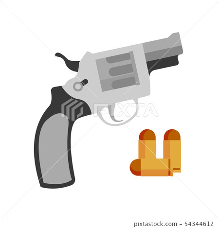 Handgun Revolver Nagant And Pistol Bullet Vector 54344612