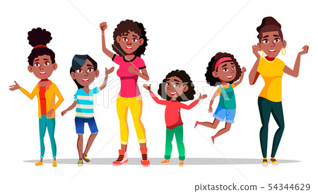 Afro Character Woman Different Age Jumping Vector Afro Character Woman Different Age Jumping Vector 54344629