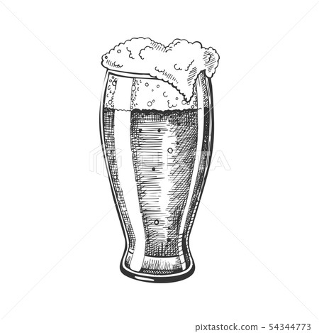 Hand Drawn Glass With Foam Bubble Beer Vector Hand Drawn Glass With Foam Bubble Beer Vector 54344773