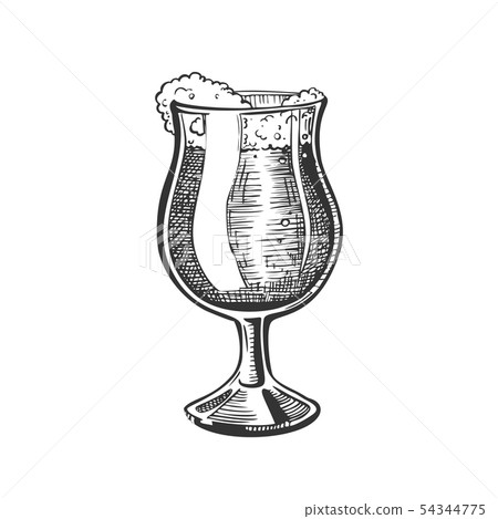 Hand Drawn Glass On Leg With Foam Beer Vector Hand Drawn Glass On Leg With Foam Beer Vector 54344775