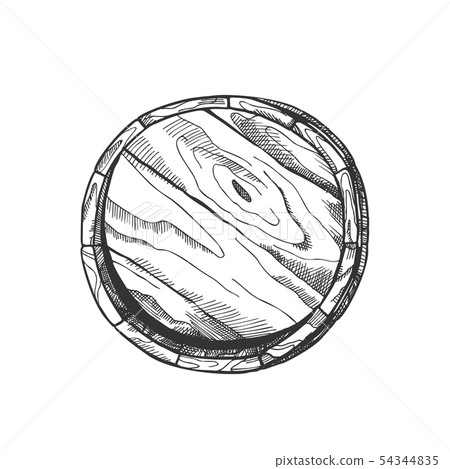 Winery Drawn Wooden Oak Barrel Front View Vector 54344835