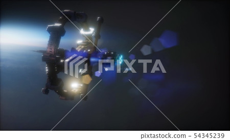 Earth and Spacecraft. space ship over the earth 54345239