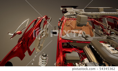 Disassembled Car with Visible Parts Disassembled Car with Visible Parts 54345362
