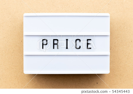 Light box with word price on wood background 54345443