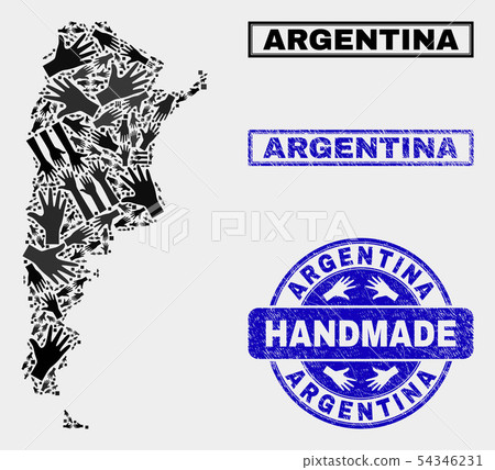 Handmade Collage of Argentina Map and Distress Stamp 54346231
