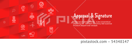 Approval and Signature Icon Set and Web Header