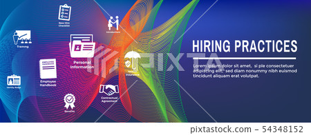 Hiring Practices icon set and web header banner Hiring Practices icon set and web header banner 54348152