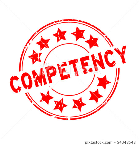 Grunge red competency word round rubber seal stamp 54348548