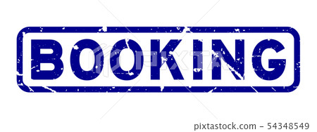 Grunge blue booking word square rubber seal stamp 54348549