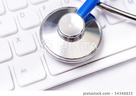 聽診器 鍵盤 白底 醫療 診斷 醫生 stethoscope keyboard 聴診器 医療機器 54348833