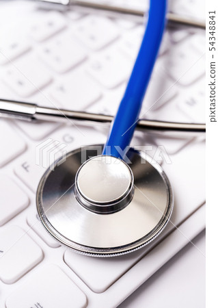 Stethoscope keyboard white background medical diagnosis doctor stethoscope keyboard percussion device medical machine 54348841