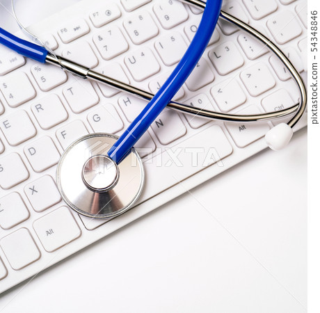 Stethoscope keyboard white background medical diagnosis doctor stethoscope keyboard percussion device medical machine 54348846