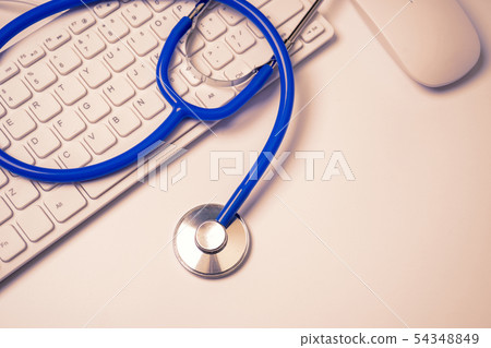 Stethoscope keyboard white background medical diagnosis doctor stethoscope keyboard percussion device medical machine Stethoscope keyboard white background medical diagnosis doctor stethoscope keyboard percussion device medical machine 54348849