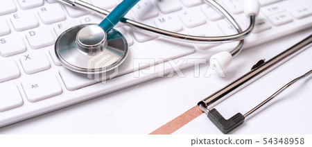 Stethoscope keyboard clipboard medical diagnosis doctor stethoscope keyboard Stethoscope keyboard clipboard medical diagnosis doctor stethoscope keyboard 54348958