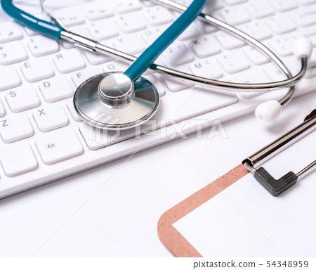 Stethoscope keyboard clipboard medical diagnosis doctor stethoscope keyboard Stethoscope keyboard clipboard medical diagnosis doctor stethoscope keyboard 54348959
